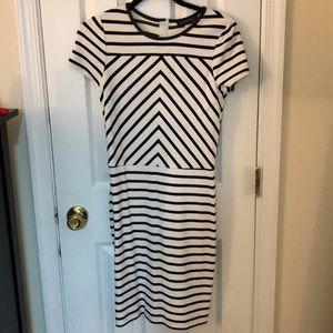 Black and white striped body con dress